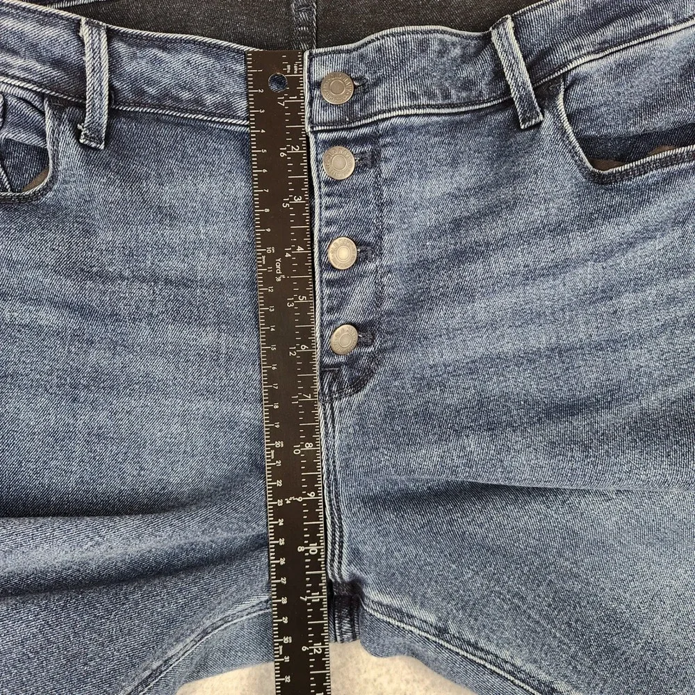 Old Navy Rockstar Super Skinny‎ Button Fly Ankle Jeans Raw Hem Blue Womens 18